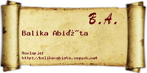 Balika Abiáta névjegykártya